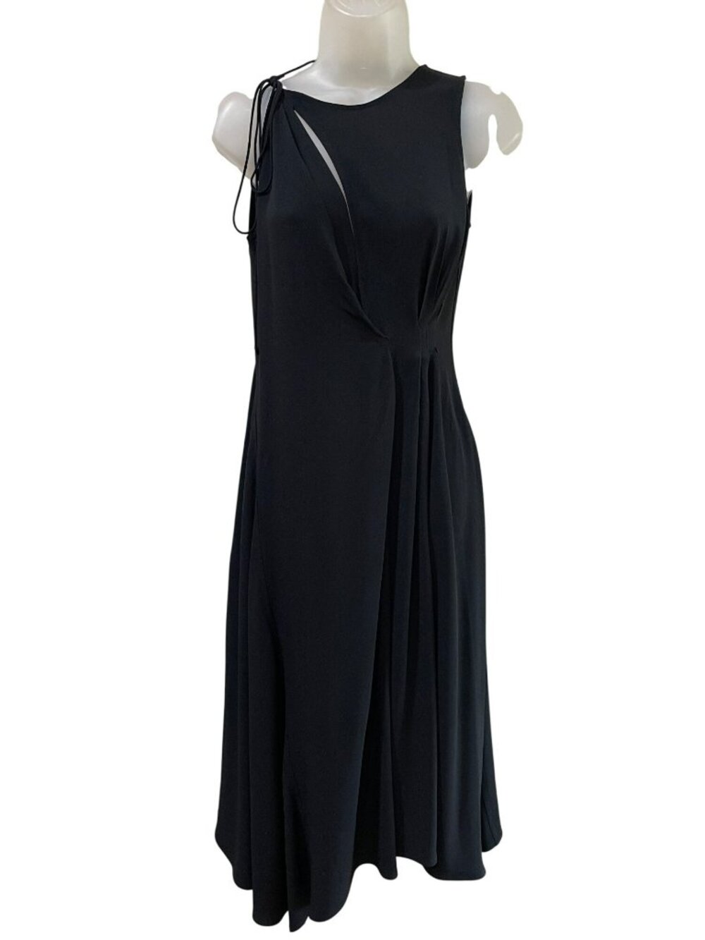 Victoria Beckham Black Draped Cutout Midi Dress US 6 Made in UK - Picture 2 of 11